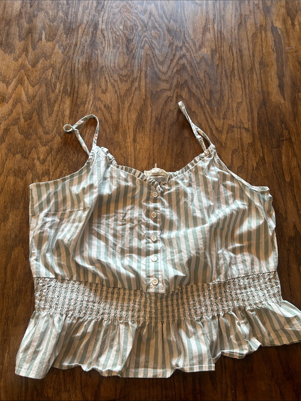 Striped Blue & White Smocked Ruffle Cami Top